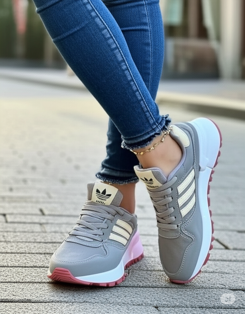 Tenis Adidas Premium Gris Dama